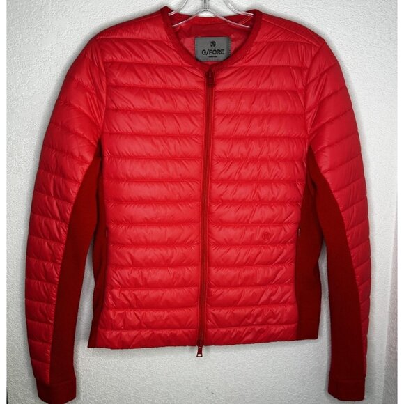 G/FORE Jacket Womens Medium Coral Puffer Knit Hybrid Full Zip Golf Wool Sleeves - Picture 1 of 15